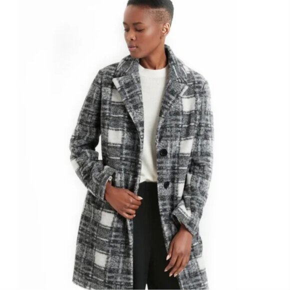 Banana Republic Blk & Wht Knit Overcoat SP - Picture 1 of 10
